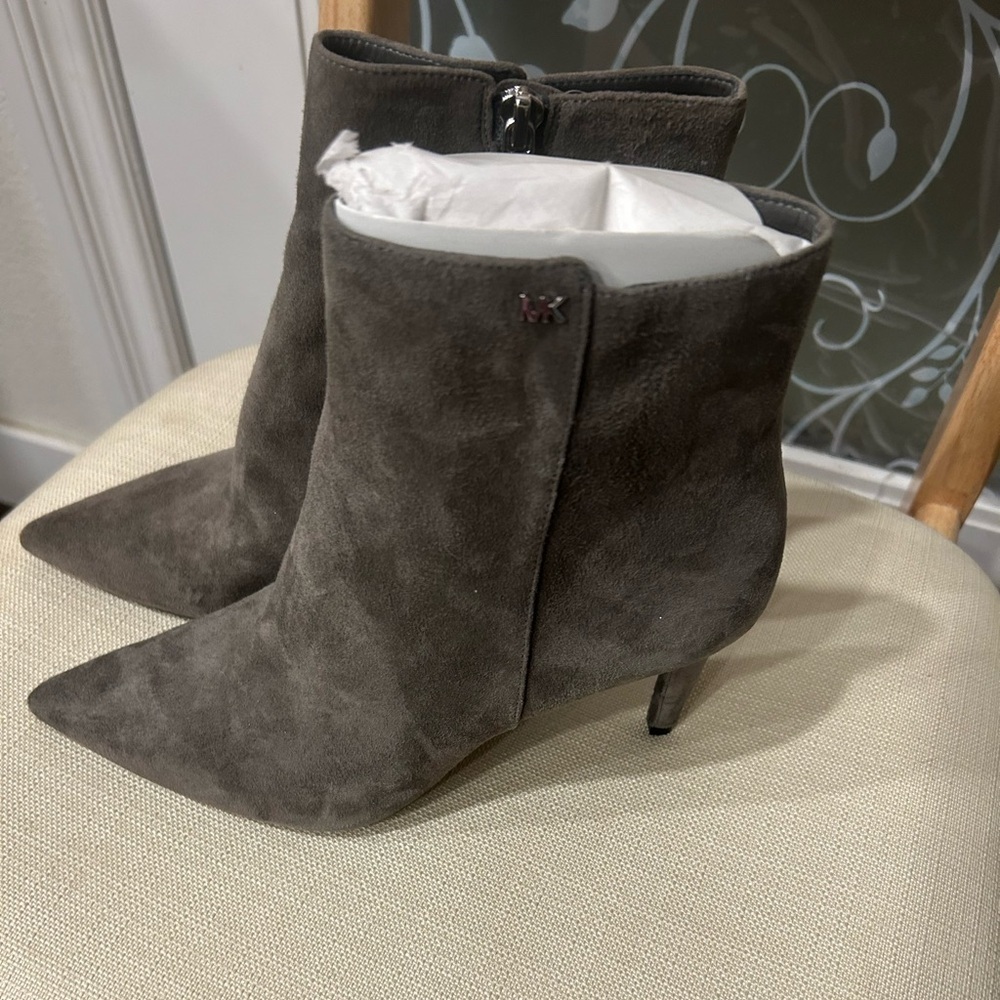 Michael Kors Taupe Suede Ankle Booties - Picture 2 of 5